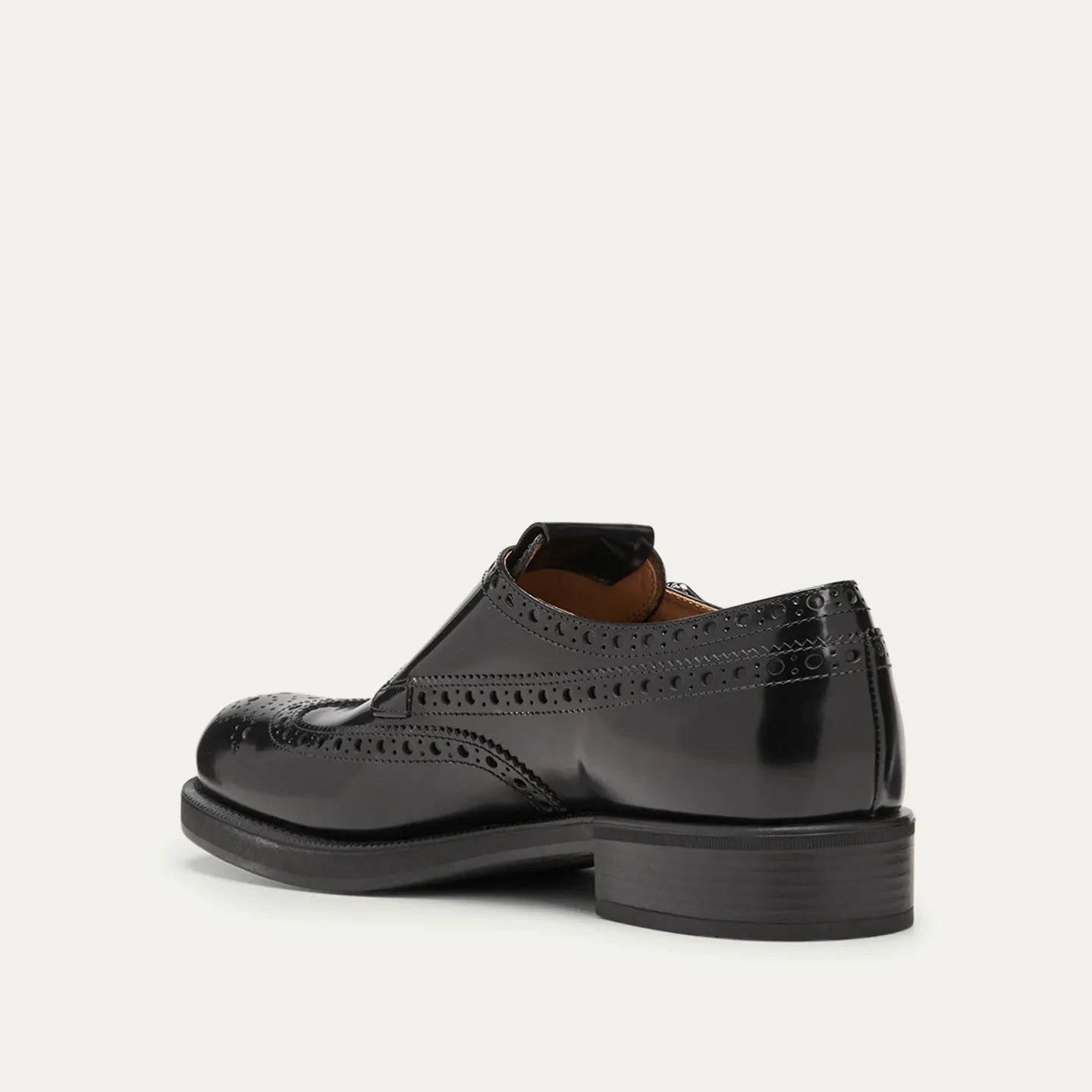 Women's Black Polished Brogue Shoes