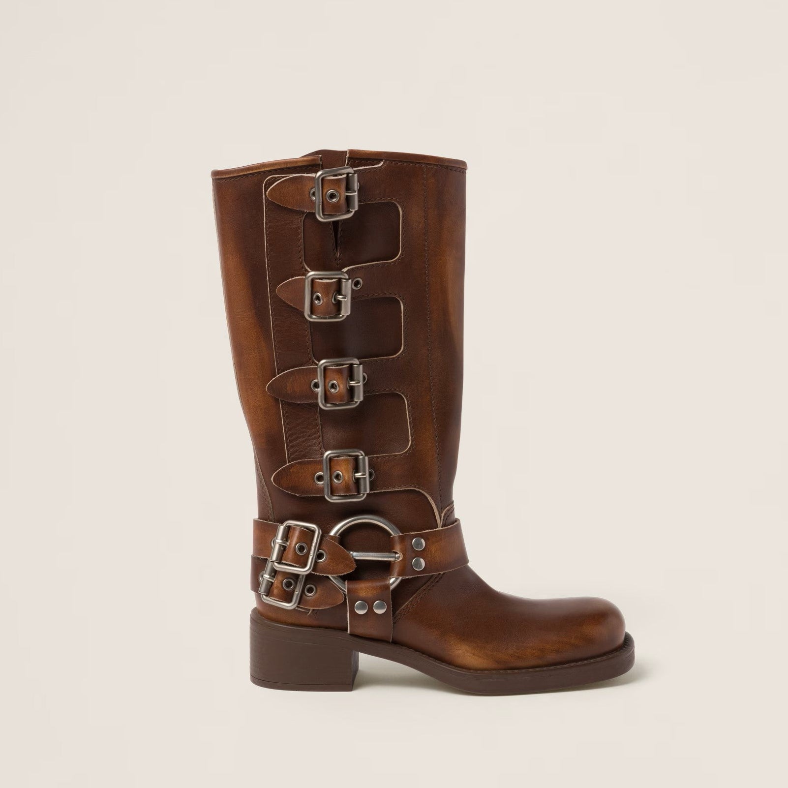 The Square-Toe Calfskin Boot (55mm) - Sienna