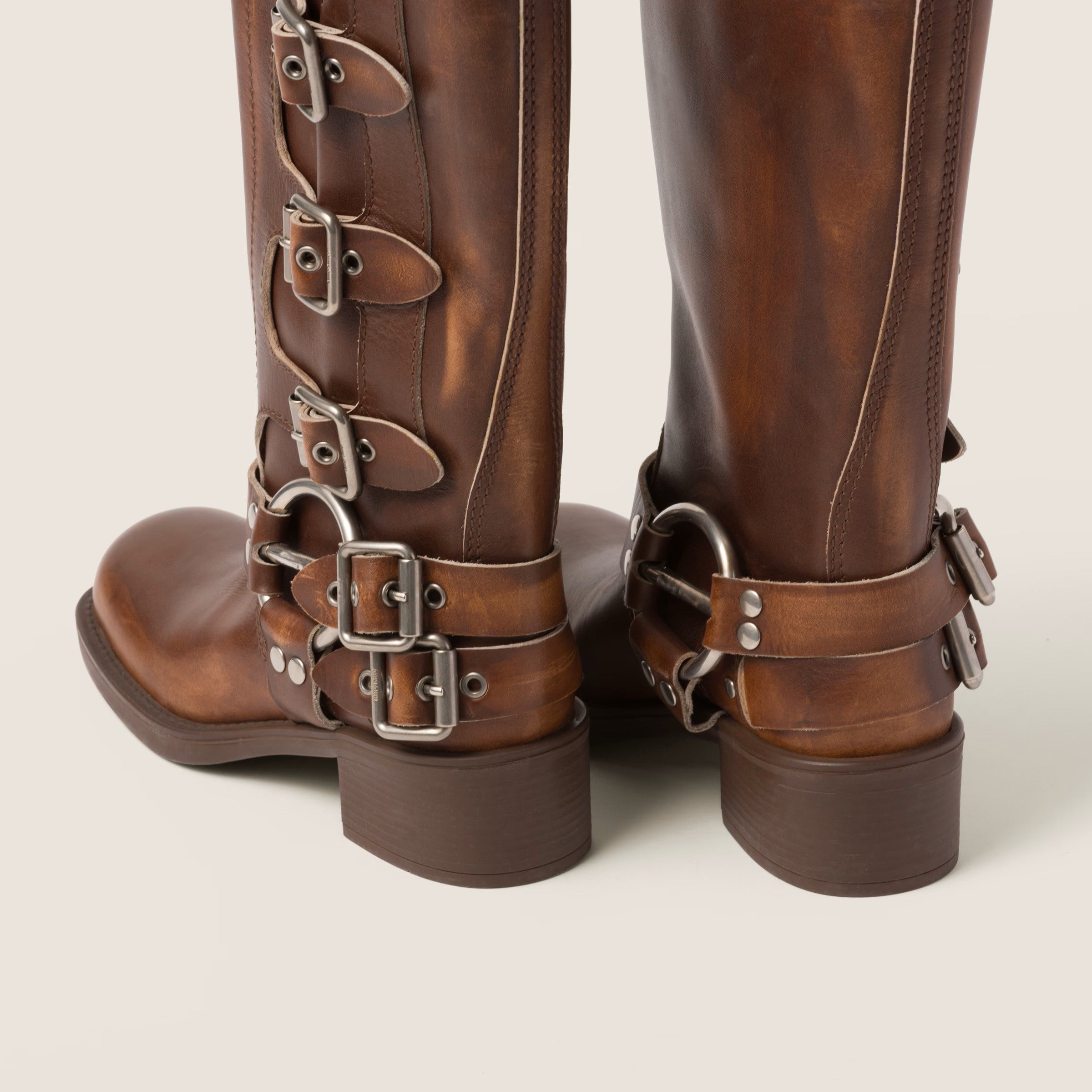 The Square-Toe Calfskin Boot (55mm) - Sienna