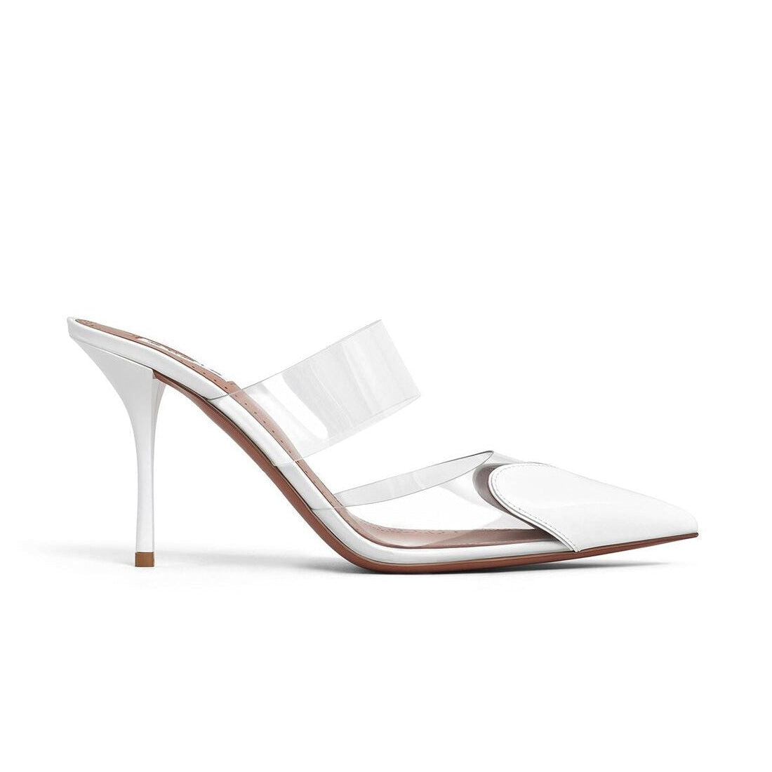 White Heart Patent Leather Mules