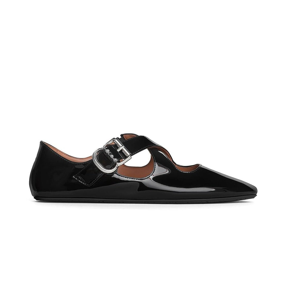 Patent Black Criss Cross Ballet Flats