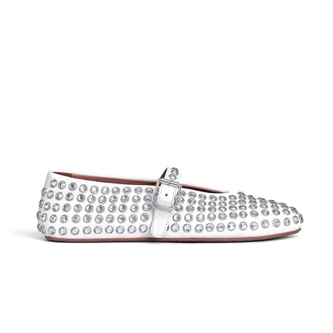 White Strass Lambskin Ballet Flats